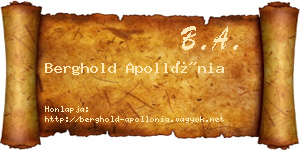 Berghold Apollónia névjegykártya